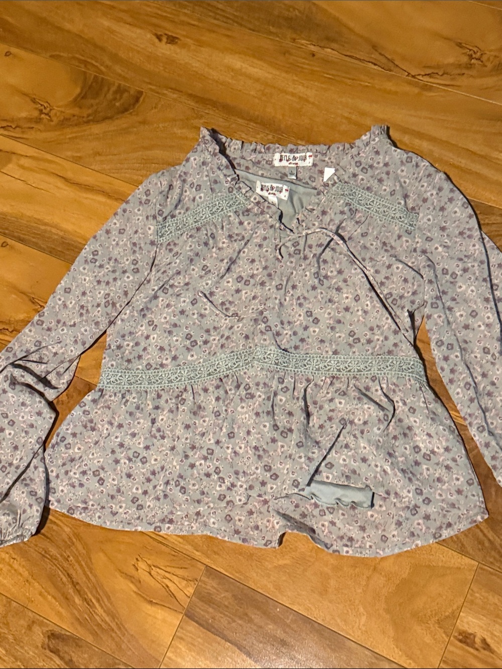 Belle Du Jour Lavender Floral Long Sleeve Peplum Top